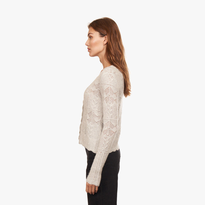 Autumn Cashmere Open Pointelle Sequin V-Neck Cardigan