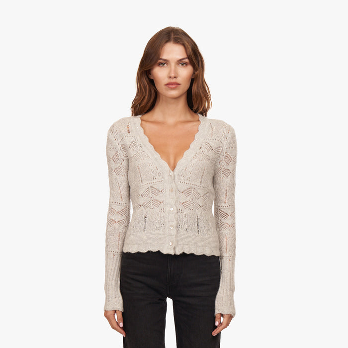 autumn cashmere Open Pointelle Sequin V-Neck Cardigan
