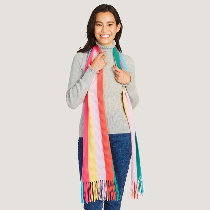 Autumn Cashmere Rainbow Stripe Scarf In Bright Combo