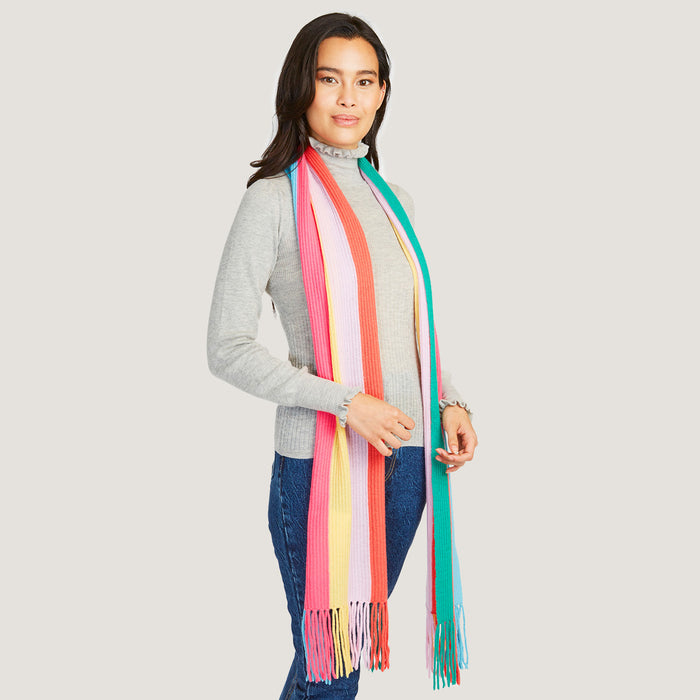 Autumn Cashmere Rainbow Stripe Scarf In Bright Combo