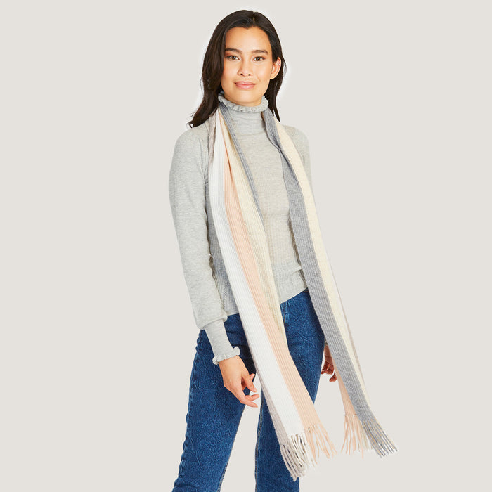 Autumn Cashmere Rainbow Stripe Scarf In Neutral Combo