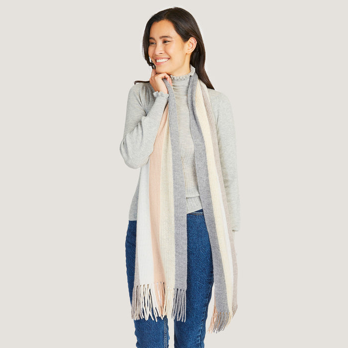 Autumn Cashmere Rainbow Stripe Scarf In Neutral Combo