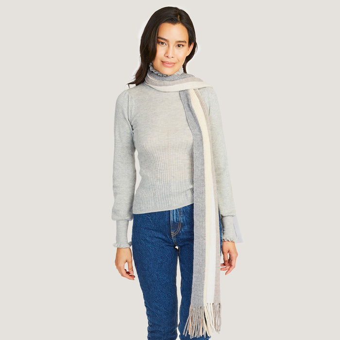 Autumn Cashmere Rainbow Stripe Scarf In Neutral Combo