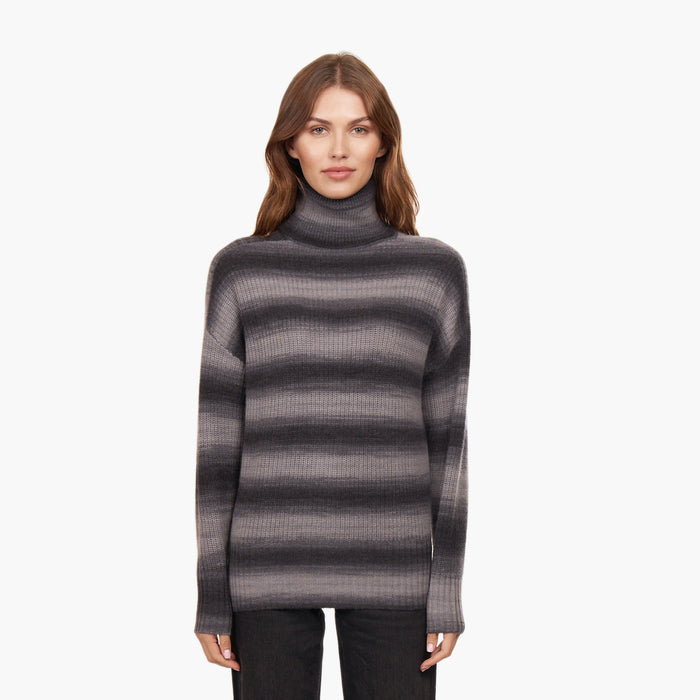 autumn cashmere Relaxed Space Dye Shaker Turtleneck in Nightfall