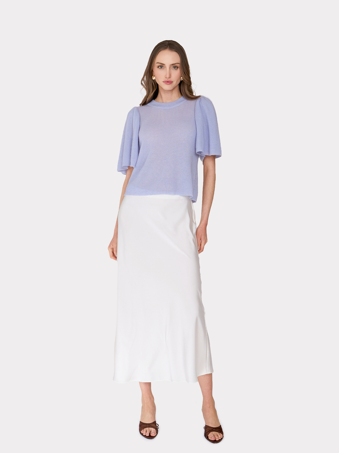 Autumn Cashmere Shaker Flare Sleeve Crew In Blue Blossom