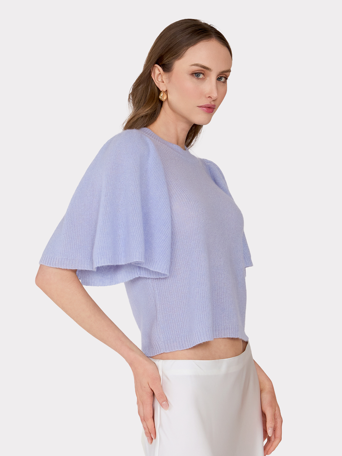 Autumn Cashmere Shaker Flare Sleeve Crew In Blue Blossom