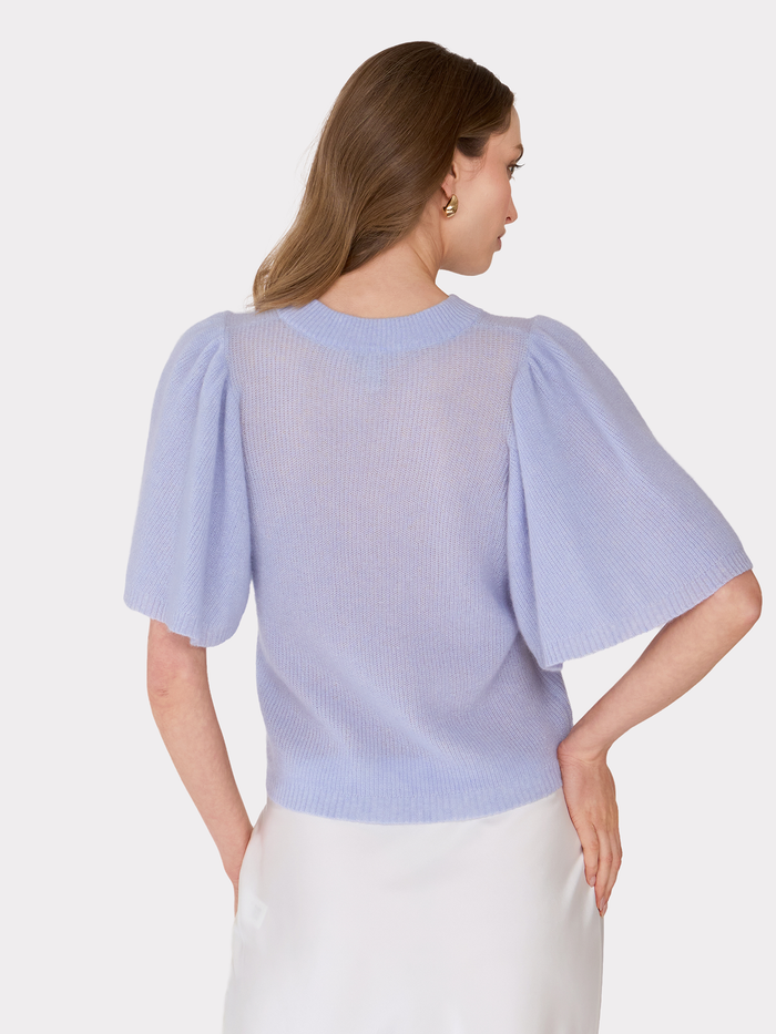 Autumn Cashmere Shaker Flare Sleeve Crew In Blue Blossom