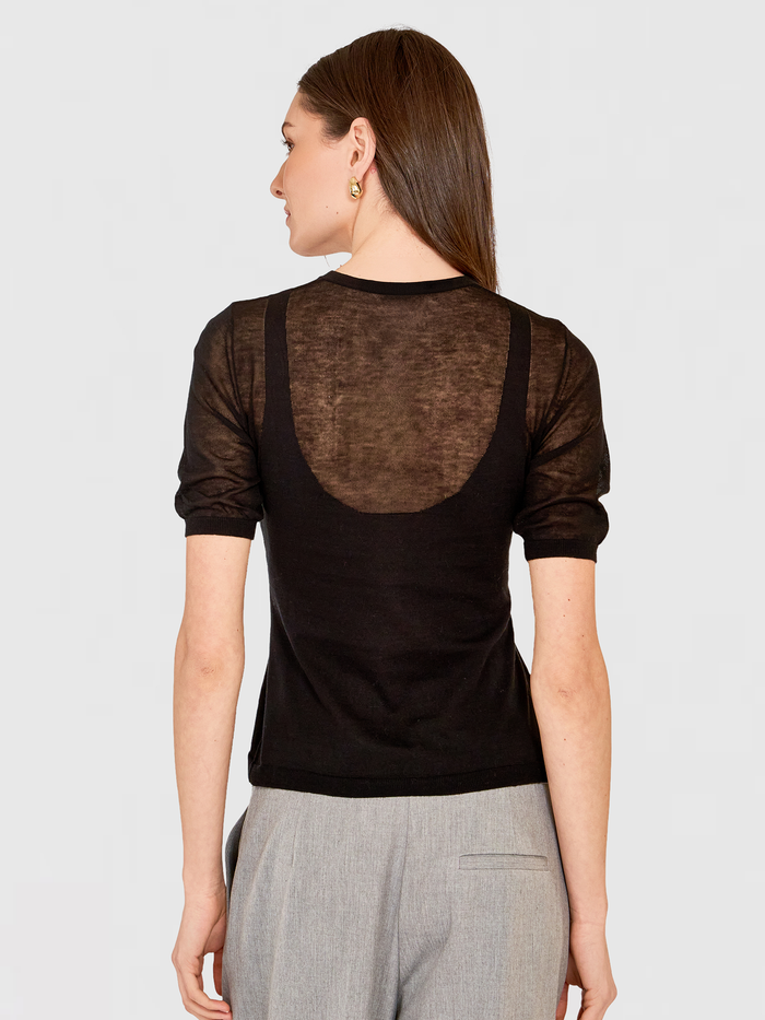 Autumn Cashmere Sheer Tee W/ Shadow Tank Outline In Black