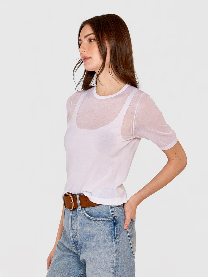 Autumn Cashmere Sheer Tee W/ Shadow Tank Outline In White