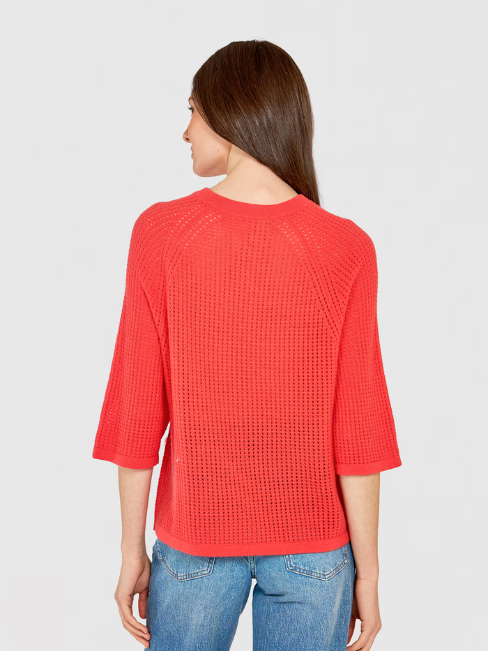 Autumn Cashmere Short Sleeve Mesh Raglan Crew In Coral