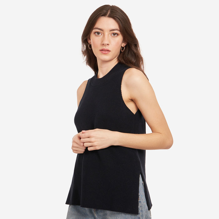 Autumn Cashmere Sleeveless Shaker Crew In Navy Blue