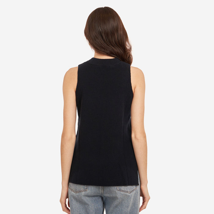 Autumn Cashmere Sleeveless Shaker Crew In Navy Blue
