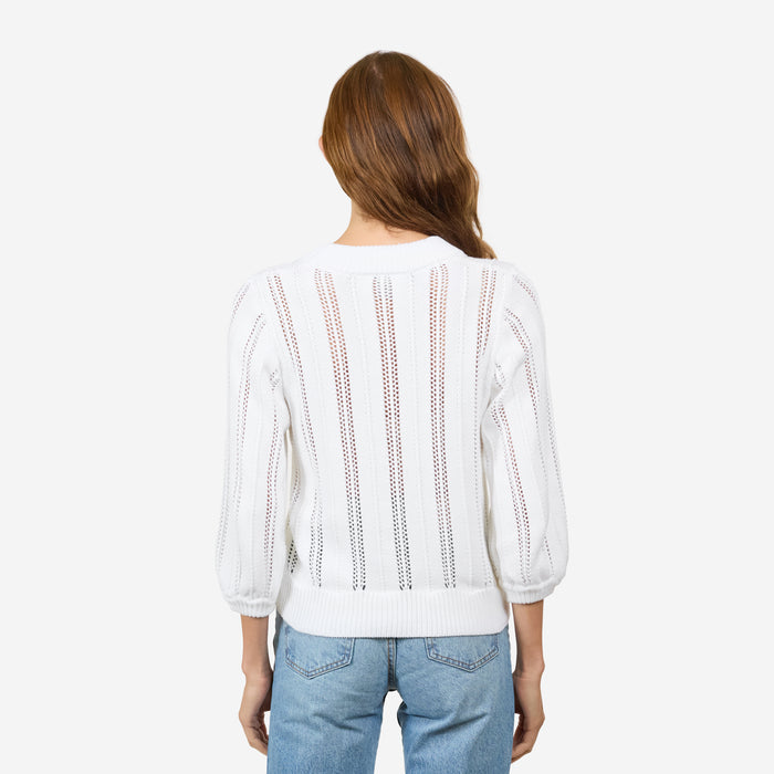 Autumn Cashmere Solid Chevron Stitch Cardigan In Bleach White