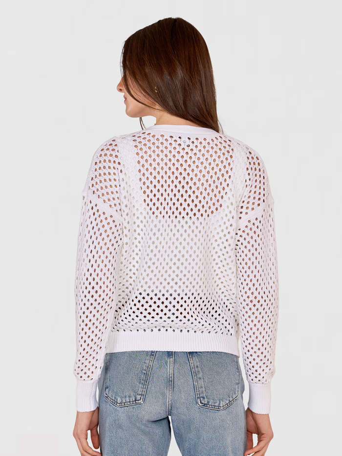 Autumn Cashmere Solid Mesh Cardigan In Bleach White