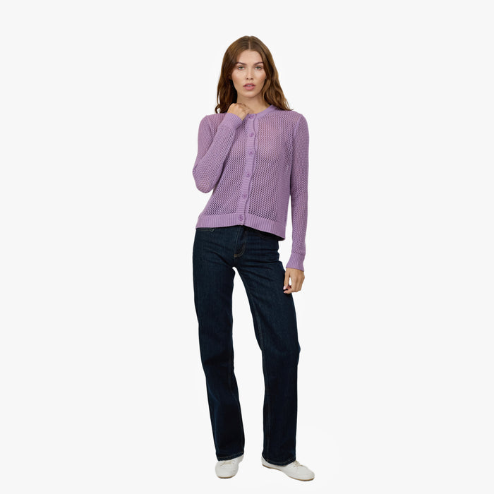 Autumn Cashmere Solid Mesh Cardigan Shaker In Crocus
