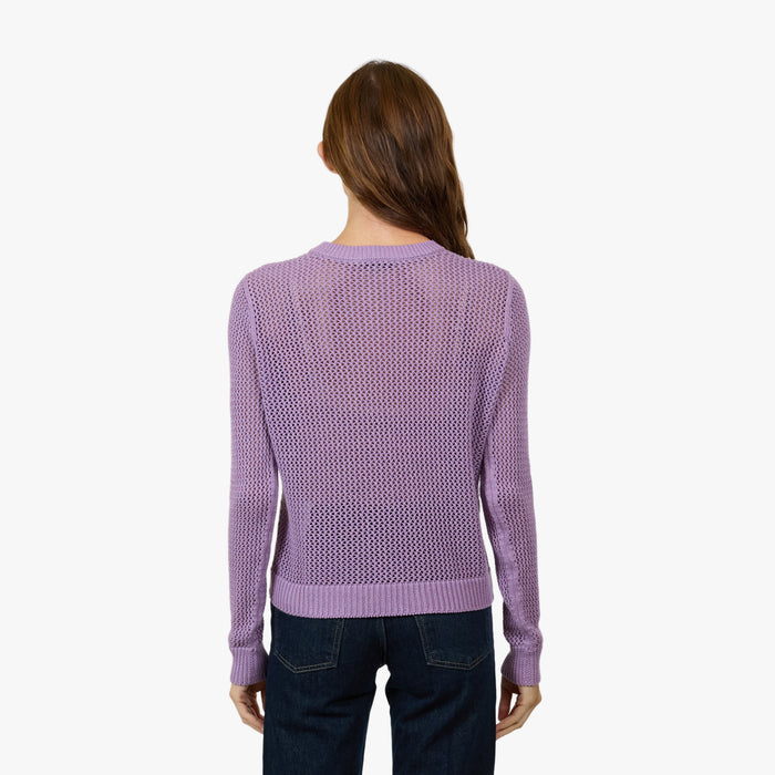 Autumn Cashmere Solid Mesh Cardigan Shaker In Crocus