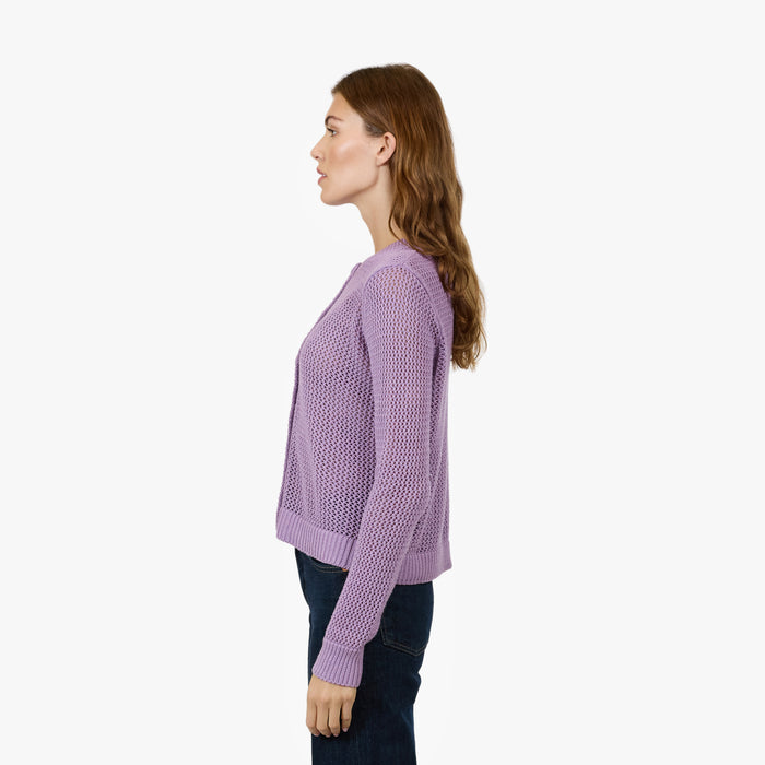 Autumn Cashmere Solid Mesh Cardigan Shaker In Crocus