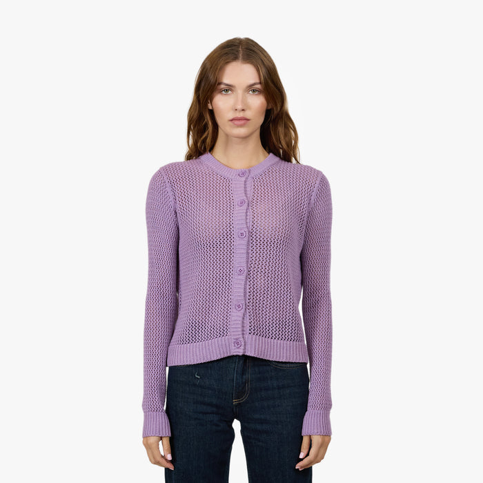 autumn cashmere Solid Mesh Cardigan Shaker in Crocus