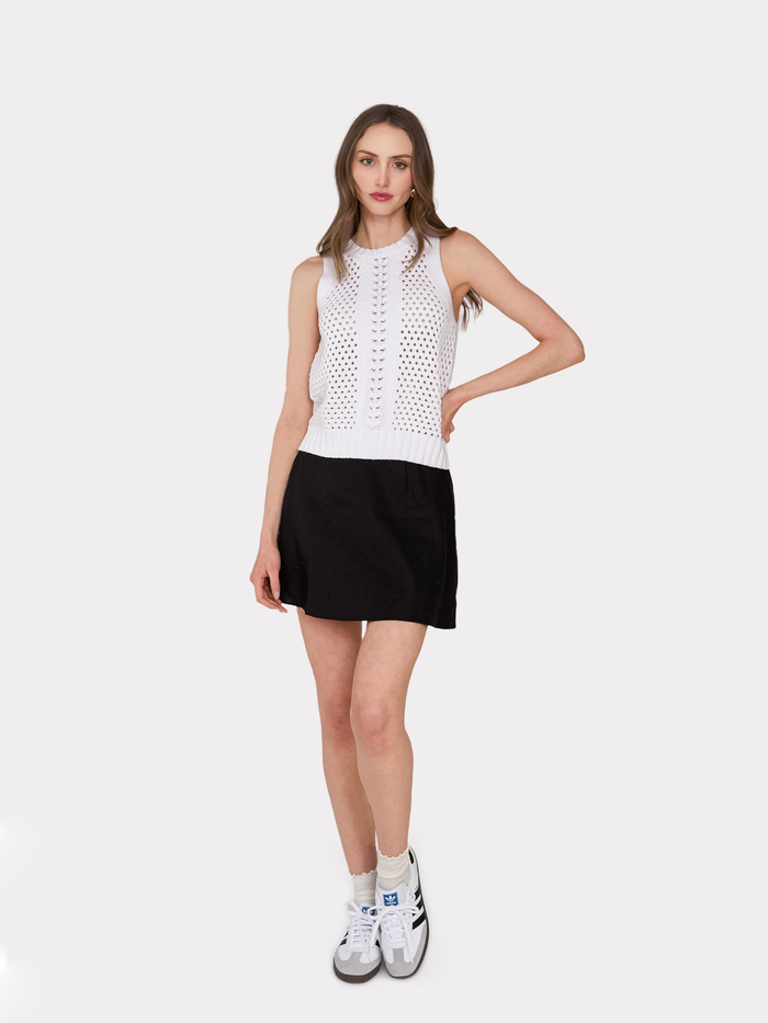 Autumn Cashmere Texture Stitch Halter W/ Front Detail In Bleach White