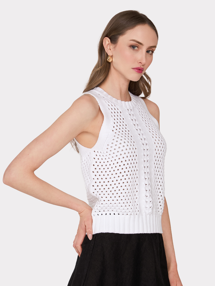 Autumn Cashmere Texture Stitch Halter W/ Front Detail In Bleach White