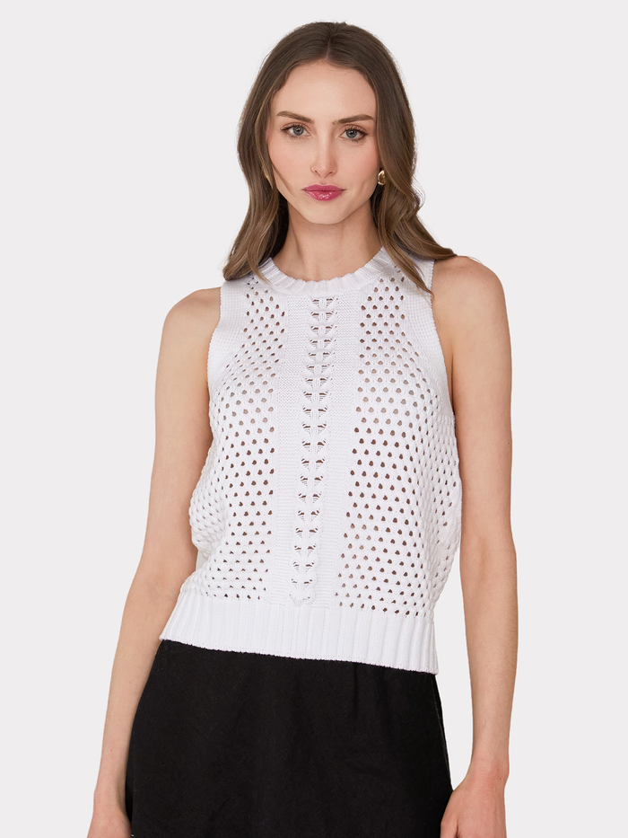 autumn cashmere Texture Stitch Halter w/ Front Detail in Bleach White