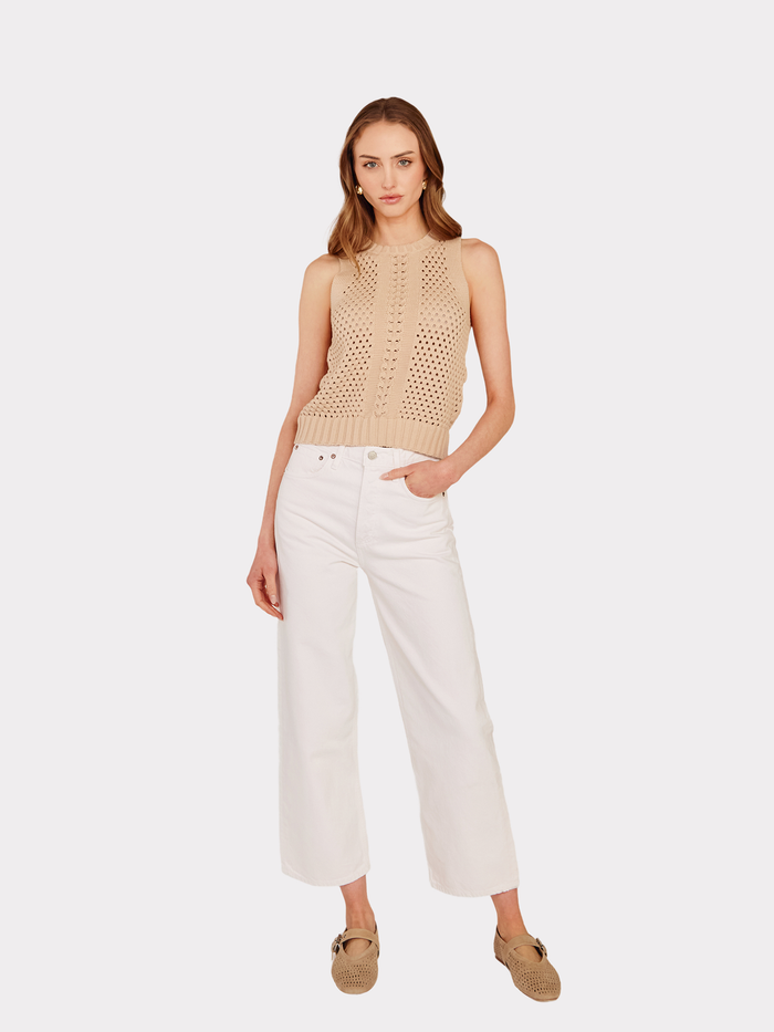 Autumn Cashmere Texture Stitch Halter W/ Front Detail In Latte