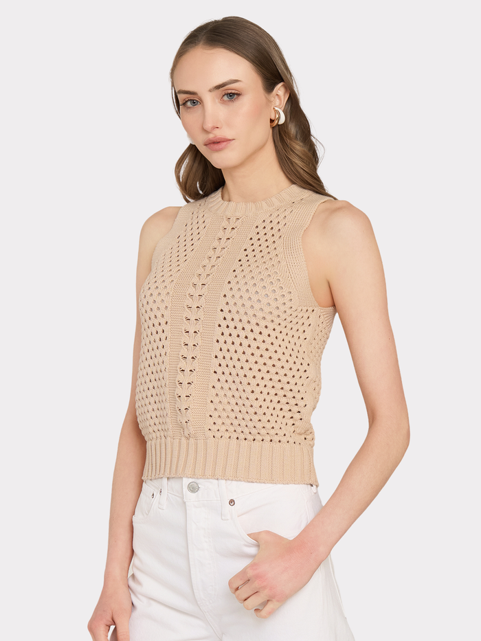 Autumn Cashmere Texture Stitch Halter W/ Front Detail In Latte