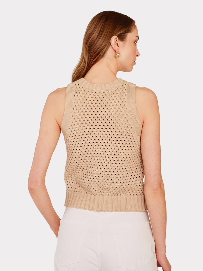 Autumn Cashmere Texture Stitch Halter W/ Front Detail In Latte