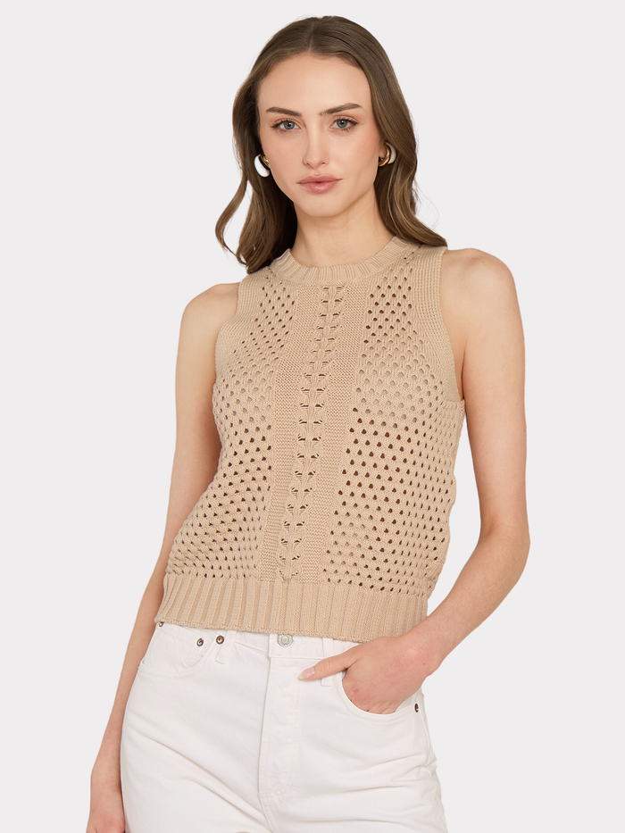 autumn cashmere Texture Stitch Halter w/ Front Detail in Latte
