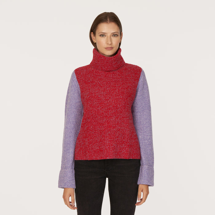 autumn cashmere Tweed Color Block Turtleneck in Blazer/Hyacinth