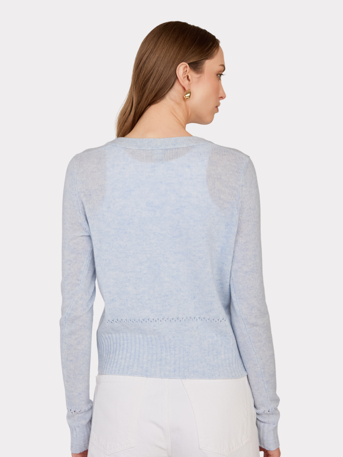 Autumn Cashmere V-Neck Cardigan W/ Pointelle Stitch Detail In Space