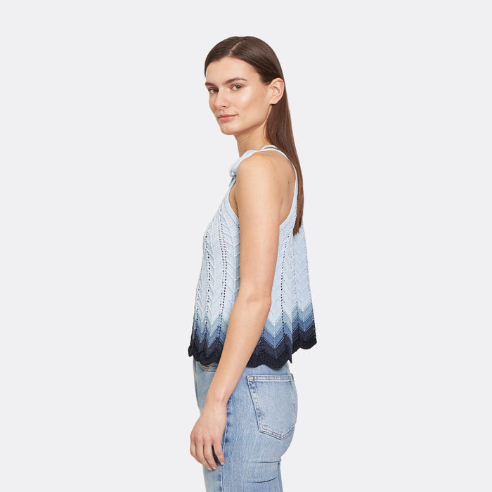 Autumn Cashmere Zig Zag Stitch Flared Halter Tank In Glacier Blues Combo