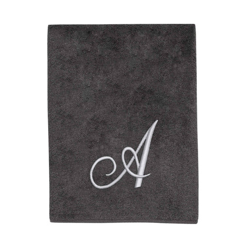 avanti linens Granite Silver Script Monogram