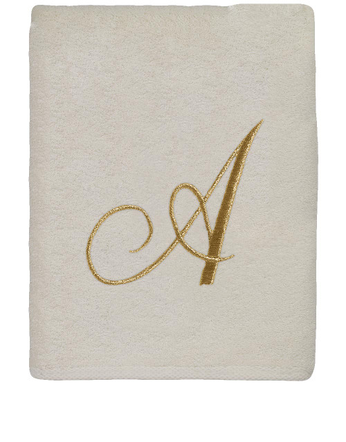avanti linens Ivory Gold Script Monogram