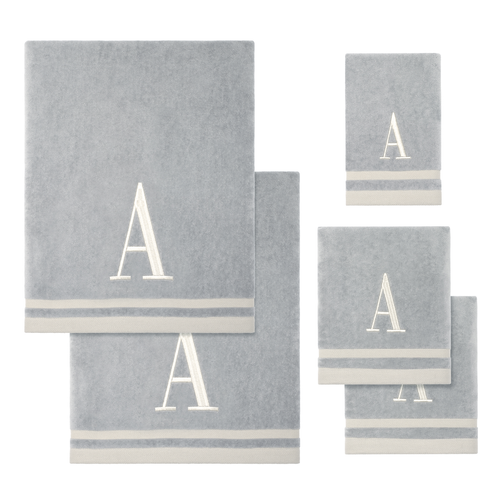 avanti linens Gray/Ivory Monogram 5-Piece Towel Set