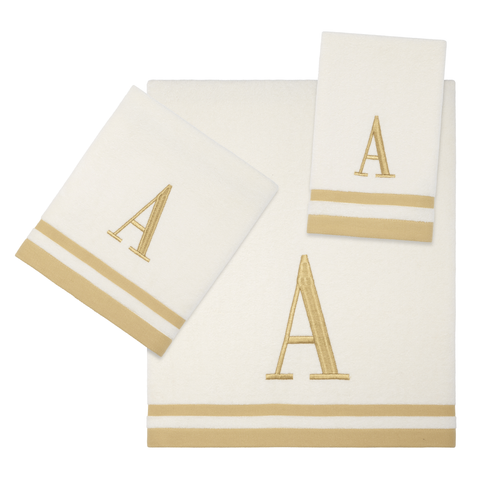 avanti linens Ivory/Gold Monogram 3-Piece Towel Set