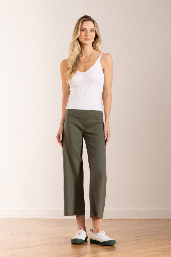 avenue montaigne ALEX Linen Olive Green