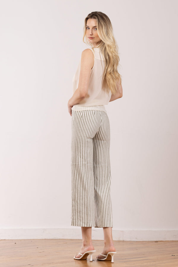 Avenue Montaigne ALEX Linen Stripes Bengal Olive