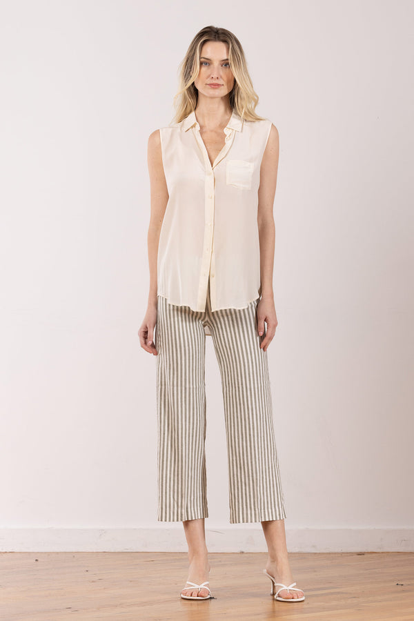 avenue montaigne ALEX Linen Stripes Bengal Olive