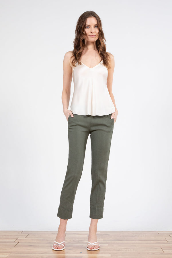 avenue montaigne BEN Linen Olive Green