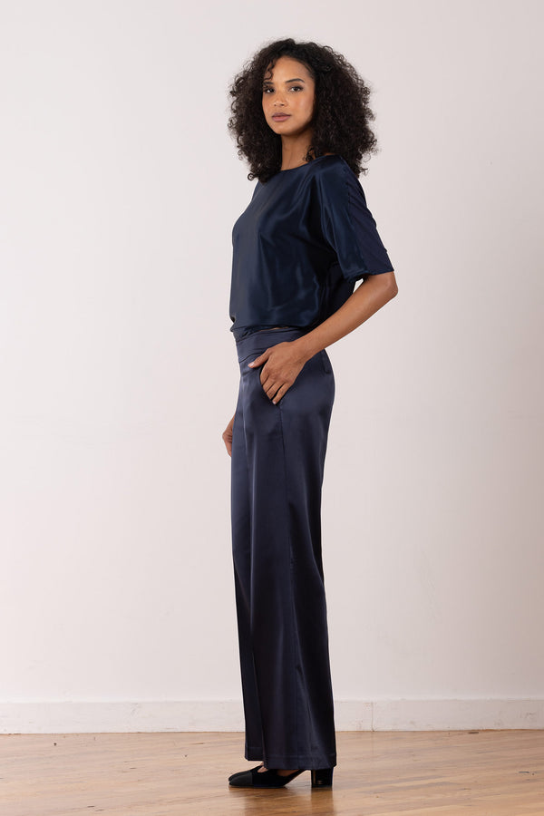 Avenue Montaigne CARLA Satin Navy