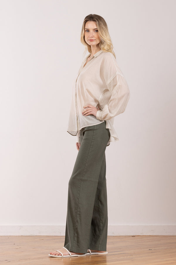 Avenue Montaigne FLAVIA Linen Olive Green