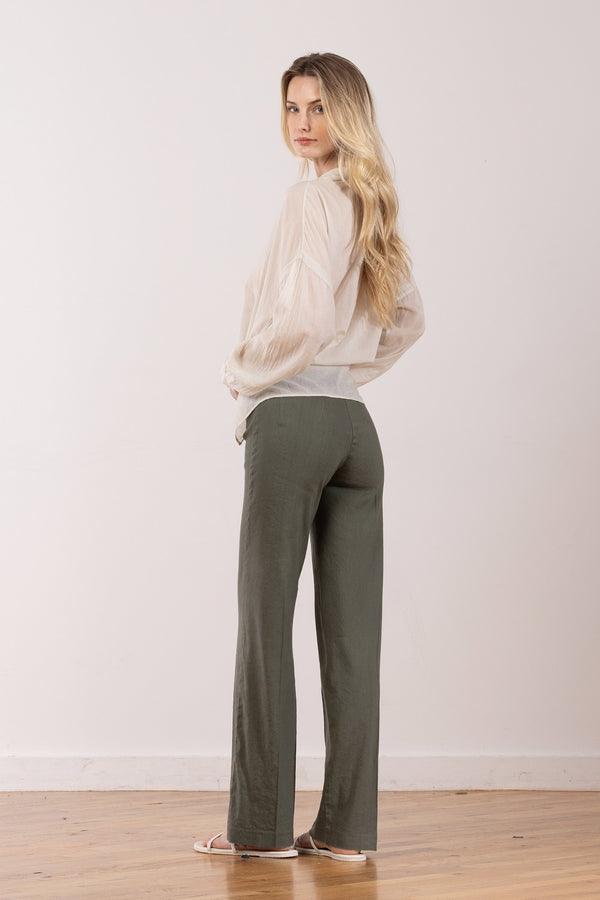 Avenue Montaigne FLAVIA Linen Olive Green