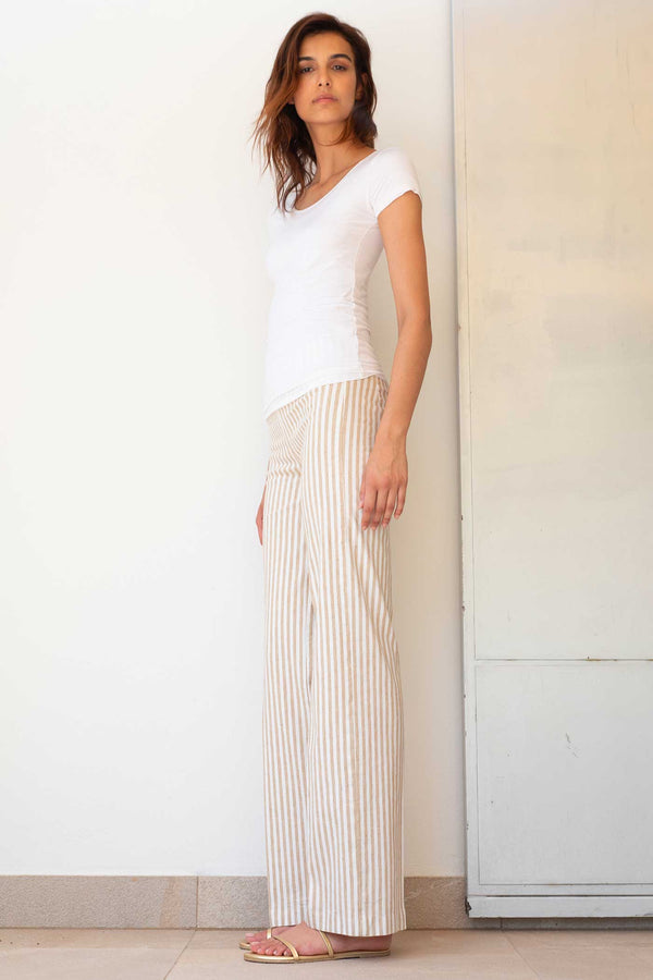 Avenue Montaigne FLAVIA Linen Stripes Bengal Beige