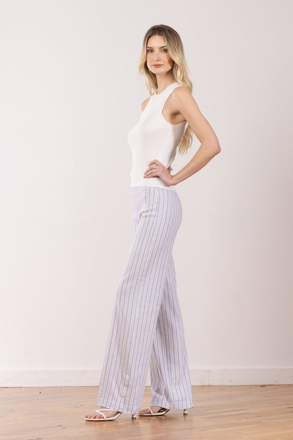 Avenue Montaigne FLAVIA Linen Stripes Grey/Blue