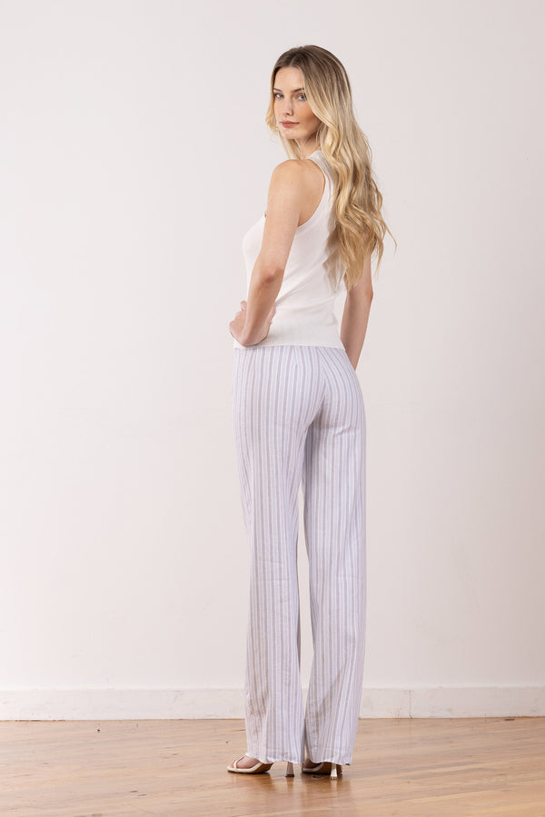 Avenue Montaigne FLAVIA Linen Stripes Grey/Blue