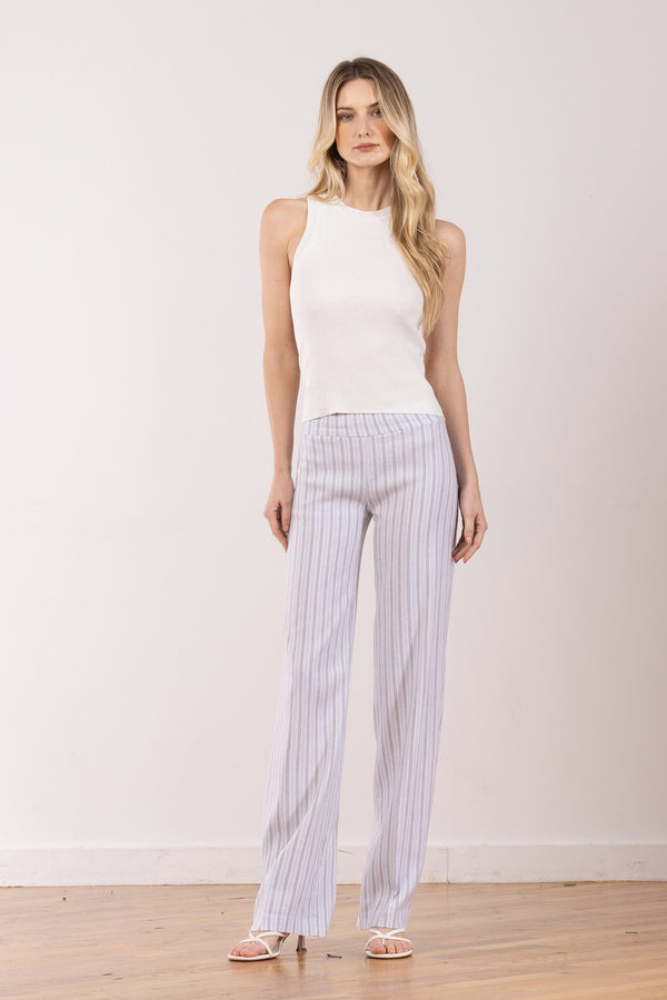 avenue montaigne FLAVIA Linen Stripes Grey/Blue