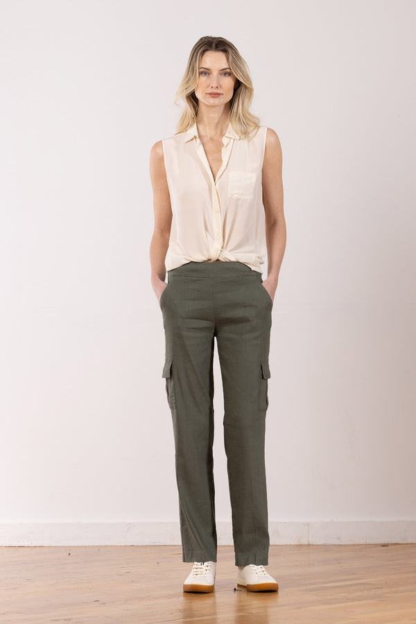 avenue montaigne KOOL Linen Olive Green