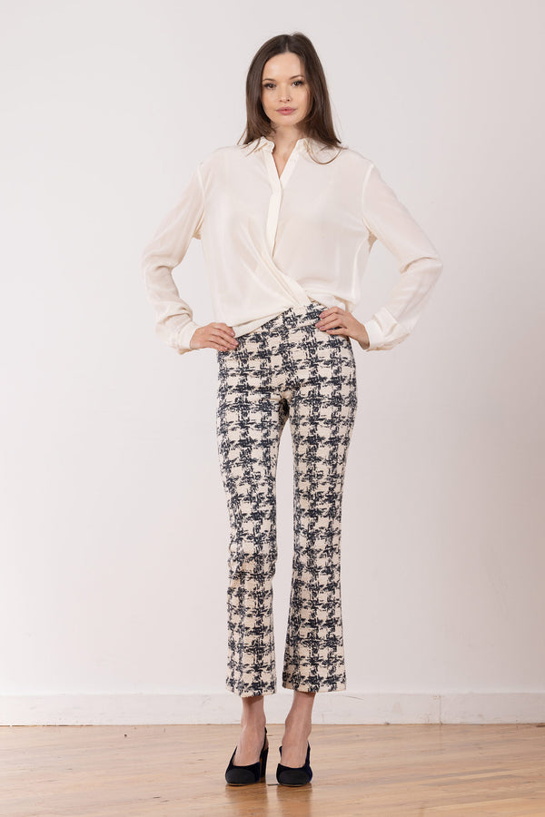 avenue montaigne LEO Boucle Houndstooth Navy