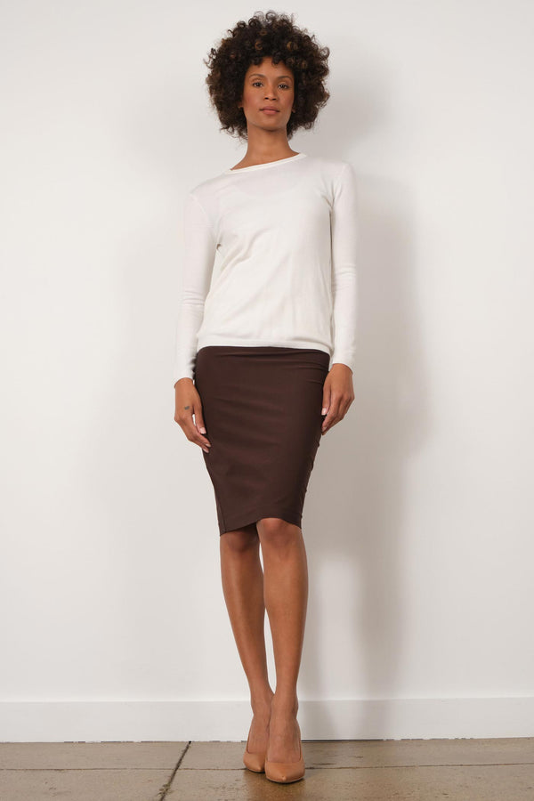 avenue montaigne PULL ON SKIRT 2-Way Stretch Brown